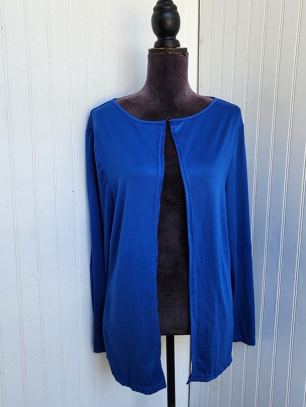 Shein Curve Women's Long-sleeved Cardigan One Button Stretch Jersey Blue Sz 2XL
